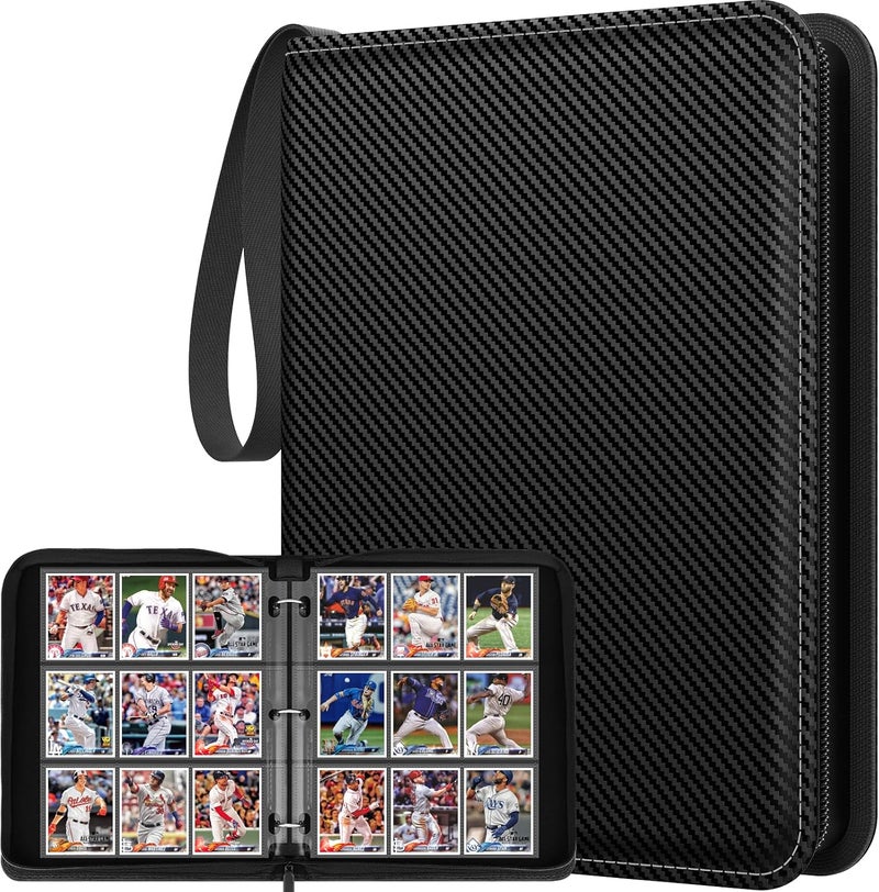lanfrom Trading Card Binder with Sleeves, 9 Pocket Trading Card Binder Premium 720 Double Sided Pocket PU Card Collection Binder, Collectible Card Albums Card Folder for Sports Cards, Game Cards - Image 1
